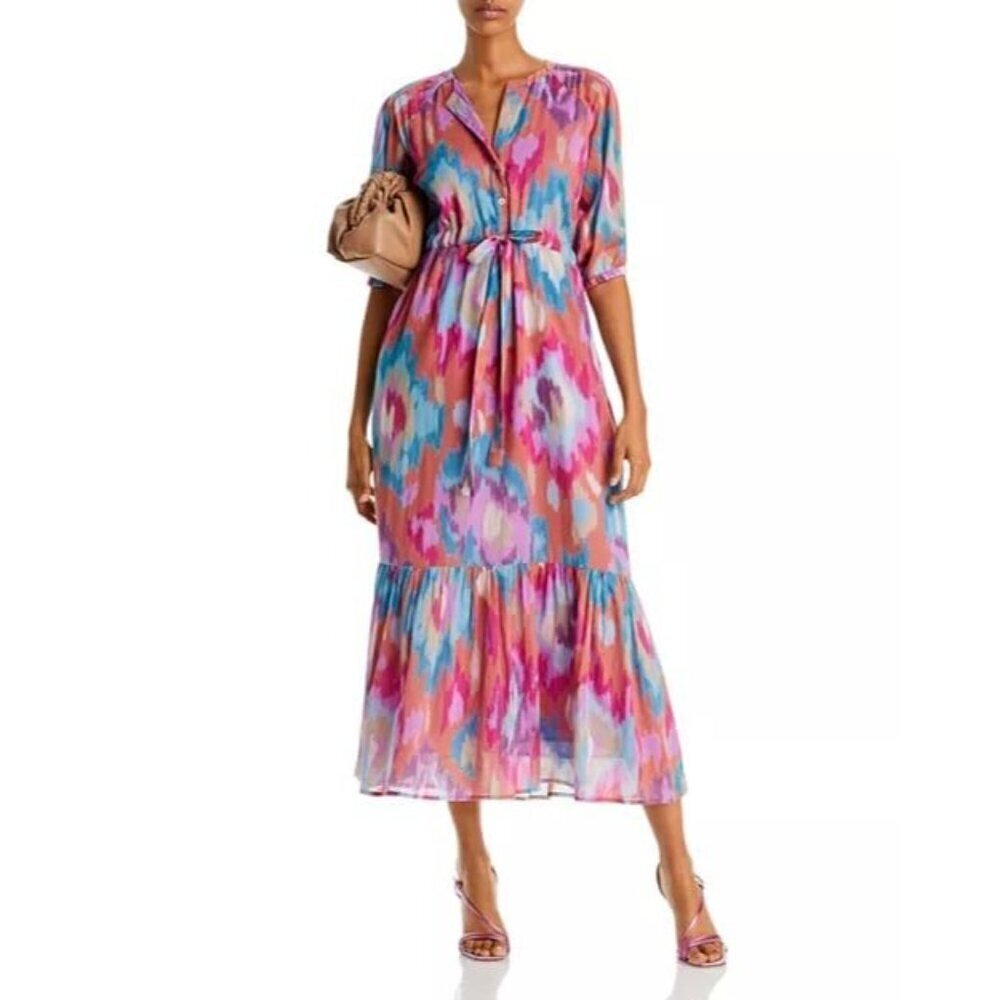 Banjanan Size Small  Betty Dress $375 Midi Colorful 3/4 Sleeve Anthropologie